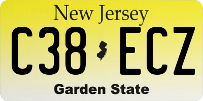NJ license plate C38ECZ