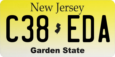 NJ license plate C38EDA