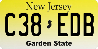 NJ license plate C38EDB