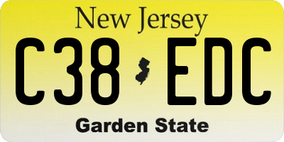 NJ license plate C38EDC