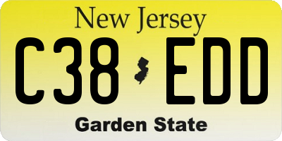 NJ license plate C38EDD