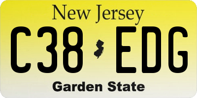 NJ license plate C38EDG