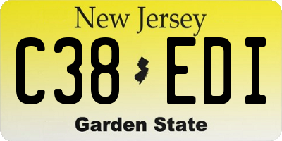 NJ license plate C38EDI