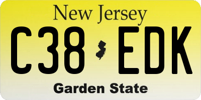 NJ license plate C38EDK