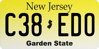 NJ license plate C38EDO