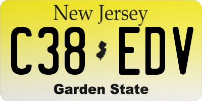 NJ license plate C38EDV