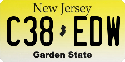NJ license plate C38EDW