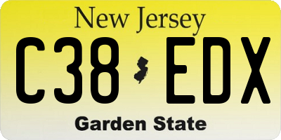 NJ license plate C38EDX