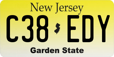 NJ license plate C38EDY