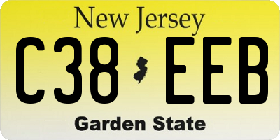 NJ license plate C38EEB