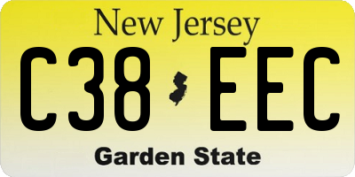 NJ license plate C38EEC