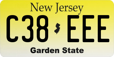 NJ license plate C38EEE