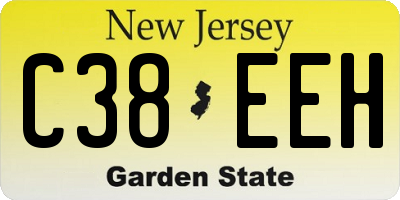 NJ license plate C38EEH