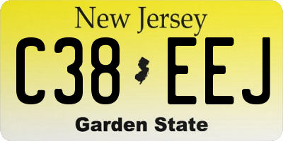 NJ license plate C38EEJ