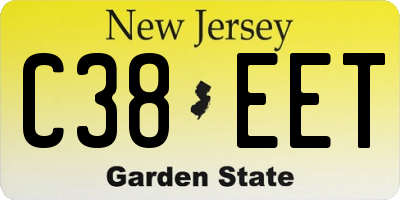 NJ license plate C38EET