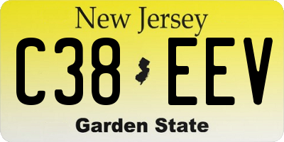 NJ license plate C38EEV
