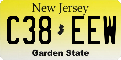 NJ license plate C38EEW