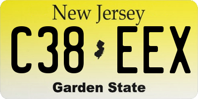 NJ license plate C38EEX