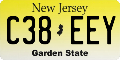 NJ license plate C38EEY