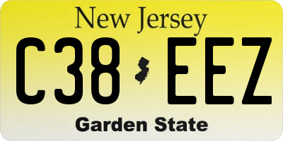 NJ license plate C38EEZ