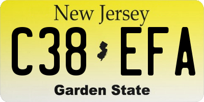 NJ license plate C38EFA