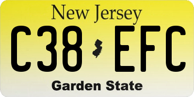 NJ license plate C38EFC