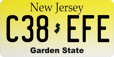 NJ license plate C38EFE