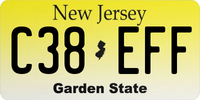 NJ license plate C38EFF
