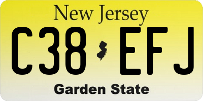 NJ license plate C38EFJ