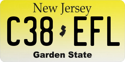 NJ license plate C38EFL
