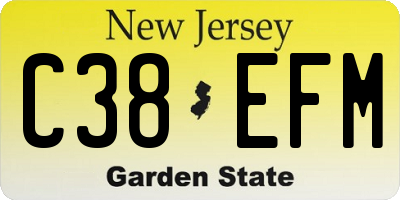 NJ license plate C38EFM