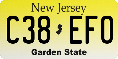 NJ license plate C38EFO