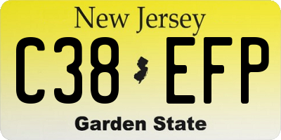 NJ license plate C38EFP
