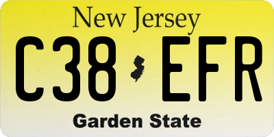 NJ license plate C38EFR