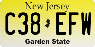 NJ license plate C38EFW