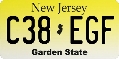 NJ license plate C38EGF