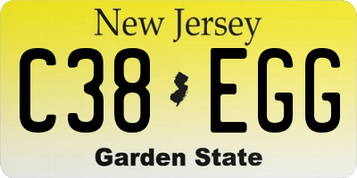 NJ license plate C38EGG
