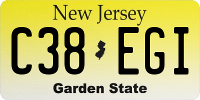 NJ license plate C38EGI