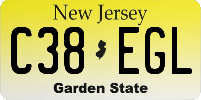 NJ license plate C38EGL