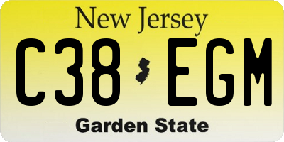NJ license plate C38EGM