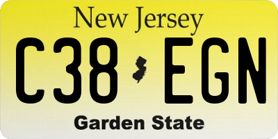 NJ license plate C38EGN