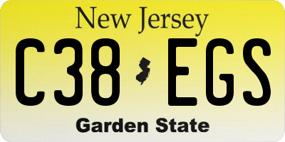 NJ license plate C38EGS