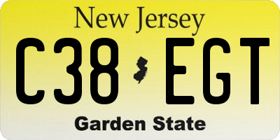 NJ license plate C38EGT