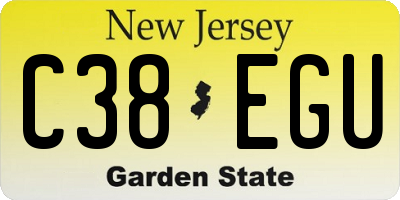 NJ license plate C38EGU