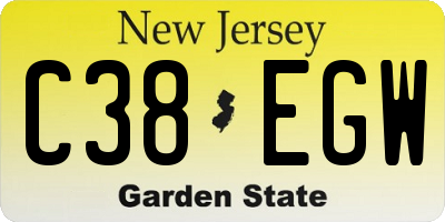 NJ license plate C38EGW