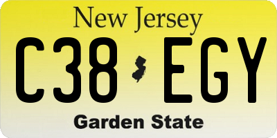 NJ license plate C38EGY