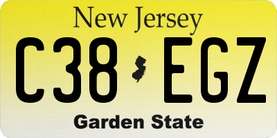 NJ license plate C38EGZ