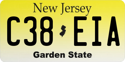 NJ license plate C38EIA