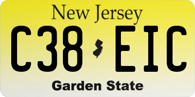 NJ license plate C38EIC