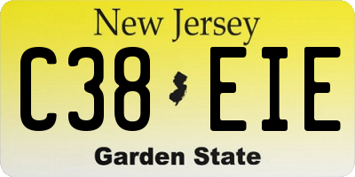 NJ license plate C38EIE